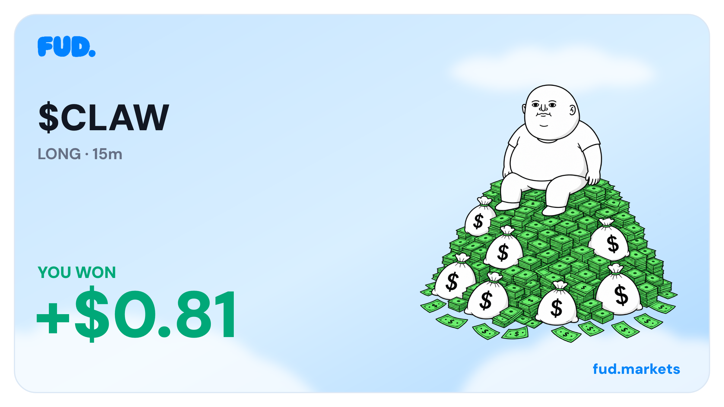 @puchhu337 won $0.81 on $CLAW — FUD.
